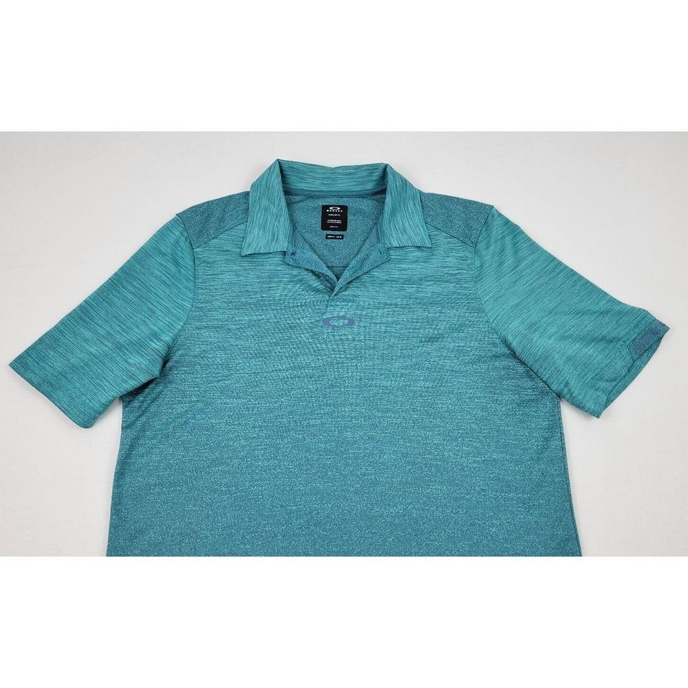 Oakley Polo Shirt Mens Small Aqua Blue Green Static Performance Golf Athletic‎ S
